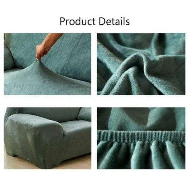 Cover, 3-sits stretchig cover, tjockt cover i sammet, lätt att justera, elastiskt tyg, skydd för soffan