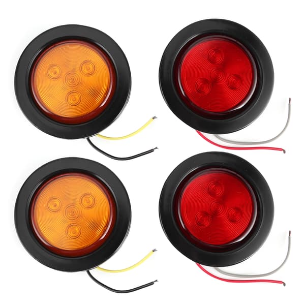 4 stk. 2,5 tommer LED Runde Blinklys 10V-30V Høj Lysstyrke Lampe til Lastbil Trailer Lorry
