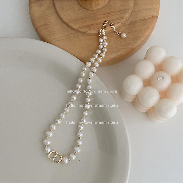 Halsband barockpärla Y2k modesmycken Ac1024