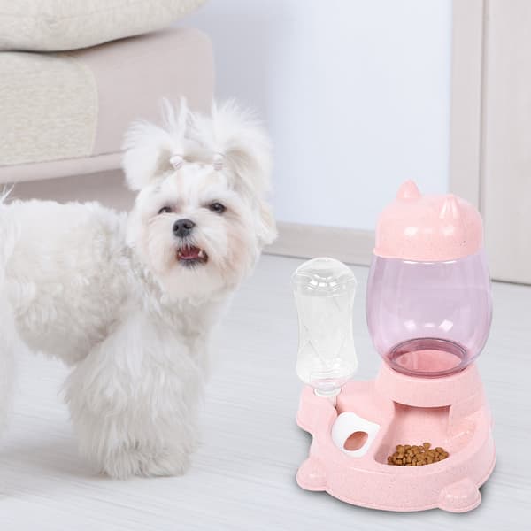 2 i 1 PP Automatisk Foderautomat med Stor Kapacitet til Tørfoder til Hund og Kat