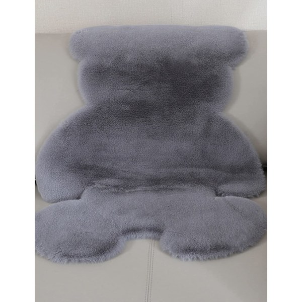 Fluffig matta, mjuk tecknad djurplyschmatta, halkfri dekorativ golvmatta (grå, 75 * 105 cm),