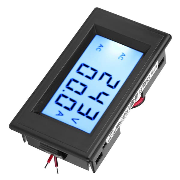 Dobbel Display Voltmeter Amperemeter AC 80-300V 0-50A 0-100A med Strømtransformator Svart