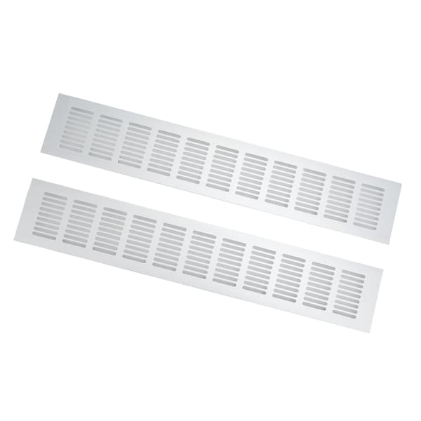 2 stk. luftventilationsrist i aluminiumslegering, rektangulær ventilationsplade til skab, skoskab, skab 80x450mm