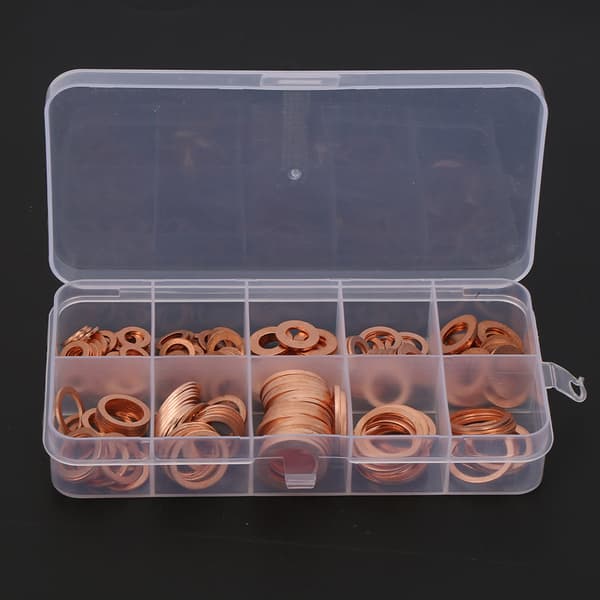 200 st M5 M14 Massiva Koppar Platta Ringbrickor Professionell Hårdvaru-Box Set