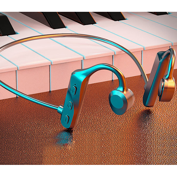 Bone Conduction Bluetooth -kuulokkeet 5.0 korvaan kiinnitettävät vedenpitävät langattomat kuulokkeet (tummanvihreä)