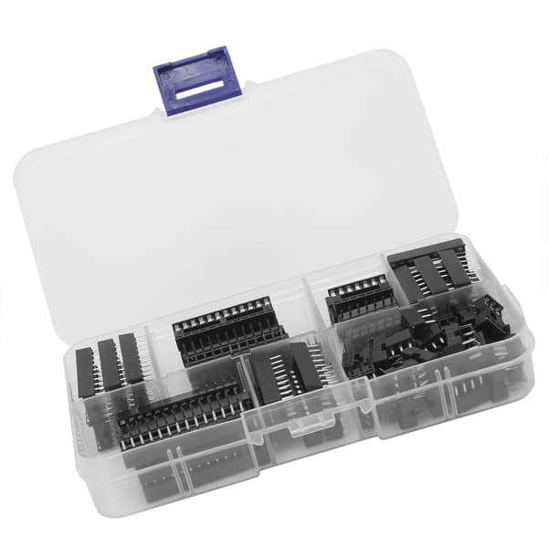 66 stk. IC-chip-sokkel flat pin DIP integrerte kretskomponenter sortimentssett 2,54 mm