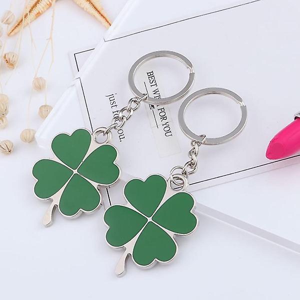 2kpl Four Leaf Clover avaimenperä Kaunis metallinen avaimenperä riipus kukkarolaukkuun avaimelle (vihreä)