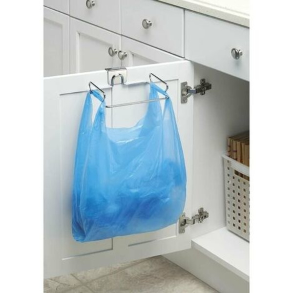 mDesign förvaringsställ för plastpåsar och påsar - praktisk krokhållare i kromstål - enkel montering