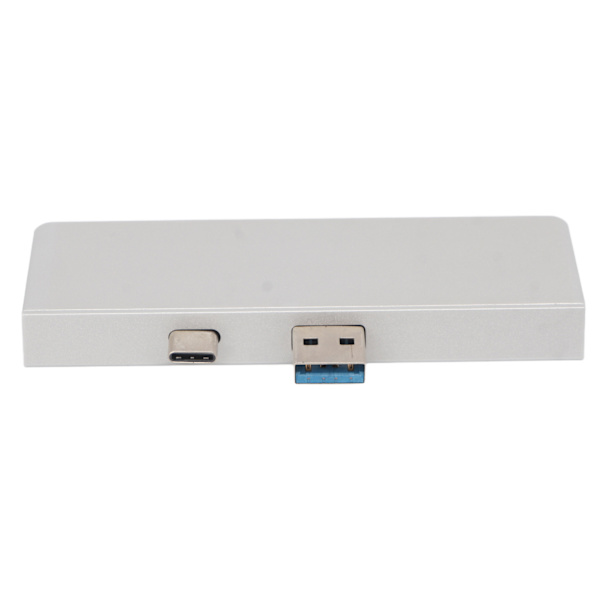USB C Hub 4K HD Multimedia Interface Dataoverførsel Dobbelt USB3.0 Porte 5 i 2 USB C Hub til Surface Pro 7 Sølv