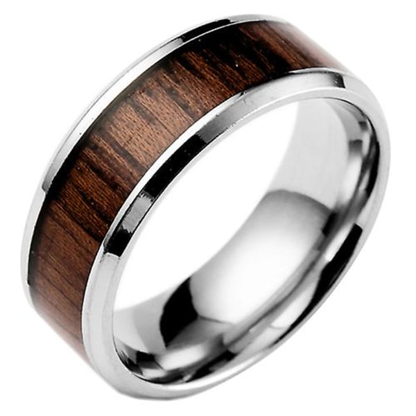 Herrmode dammode Creative Wide Band Trä Titanstål Ring storlek 6-12 US 8