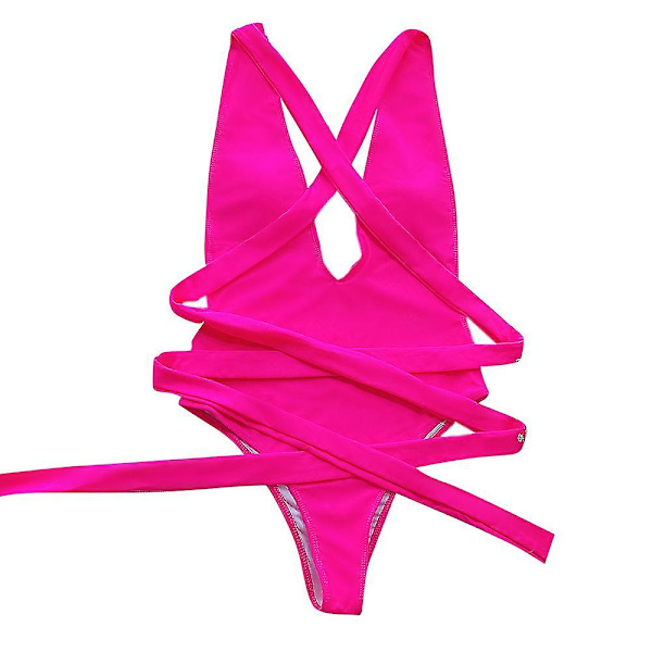 kvinder Sexet Monokini Badedragt Bikini One Piece Badetøj Beachwear Badedragt Rose Red M