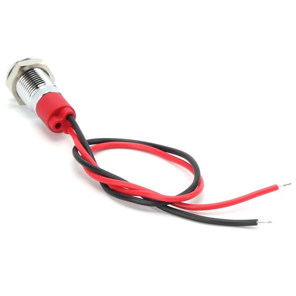 8 mm vanntett LED-indikatorlampe rød ledningskabel