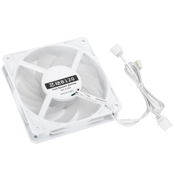 B120 12CM Hvid Støjsvag CPU Køler 77CFM 2400RPM 12V PC Blæser
