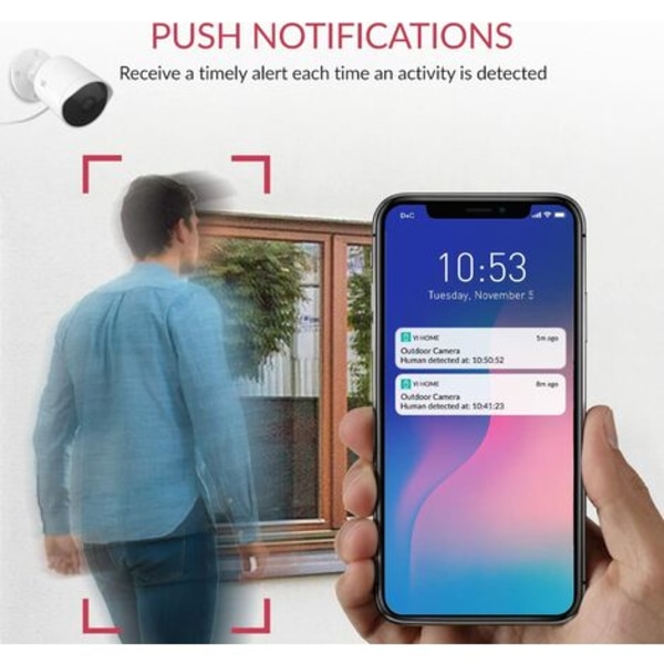 YI IP65 Vattentät WiFi-övervakningskamera, HD 1080p utomhus AI-säkerhetskamera Människodetektering, Rörelsedetektering, Två