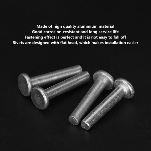 100 stk. GB867 M4 Aluminium Flat Head Solid Rivets M4x25