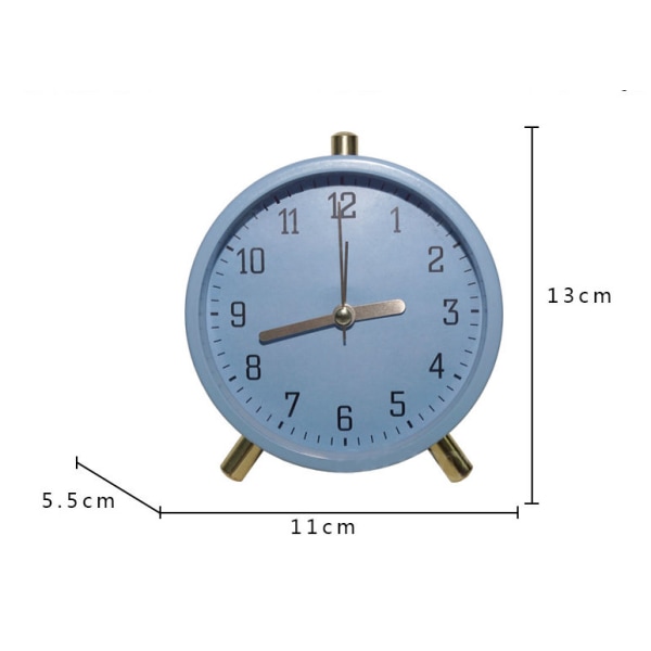 Enkel liten väckarklocka för barn hem vardagsrum tyst kvarts klocka, blå, 11*5,5*13cm,