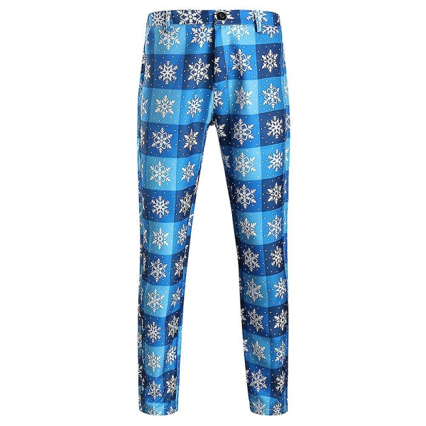 Fine jakkesætsbukser til mænd med juletryk Blue XL