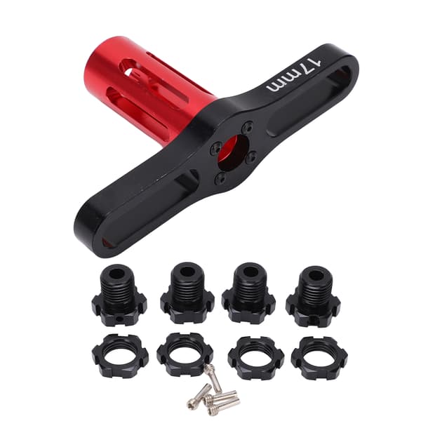 4 Sæt 17 mm Splinede Hex-møtrikker til Traxxas 5353X EREVO Summit 110 RC Bil Sort