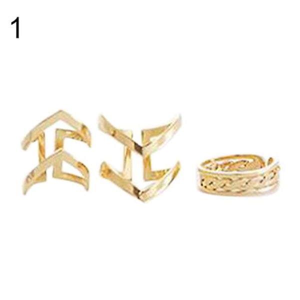3 st/ set Mode kvinnors pil Hollow Midi Knuckle Open Finger Ring Band Present Gold