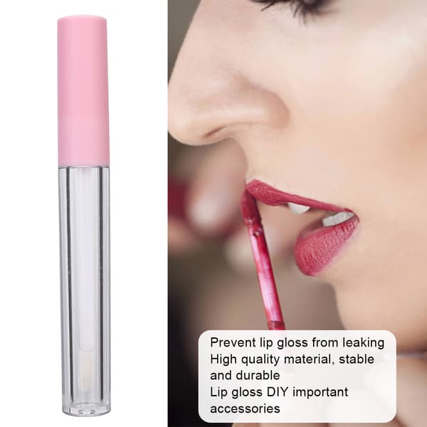 10 påfyllningsbara läppglansflaskor DIY tomma läppbalsamtuber 2,5 ml rosa kork transparent kropp