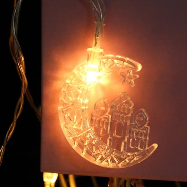 Eid LED Stjärnmåne Ljusslinga Ramadan Hemfest Lykta Dekoration