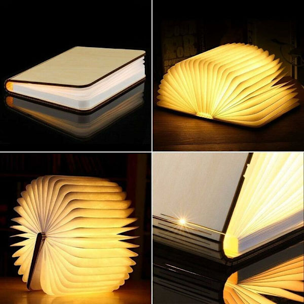 Varm gul 2,5 W Page Turn Creative Night Light Mini Foldebog Lys USB Genopladeligt Lithium Batteri Genopladeligt LE