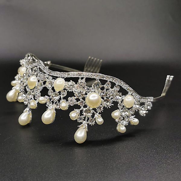 Krone Ornament Brude Bryllup Tilbehør Simpel Legering Diamant-besat perle Brude Kjole Smykker