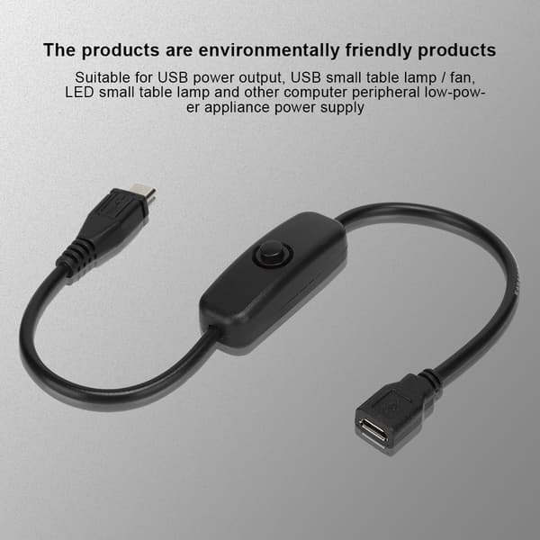 Raspberry Pi Micro USB Han til Hun Forlængerkabel med Knapkontakt 501