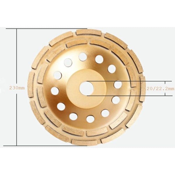 Diamantslibeskive 230 x 22,2 mm - Turbo diamantslibeskive til beton, granit, sten