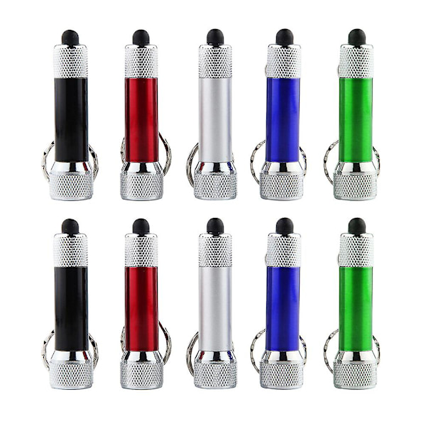 10 st Mini Creative Portable 5 Led Kraftfull ficklampa Nyckelring Ficklampa Nyckelring Pris Belöningspresent (2 X Svarta + 2 X Vita + 2 X Röda + 2 X Blå + 2 X Gre