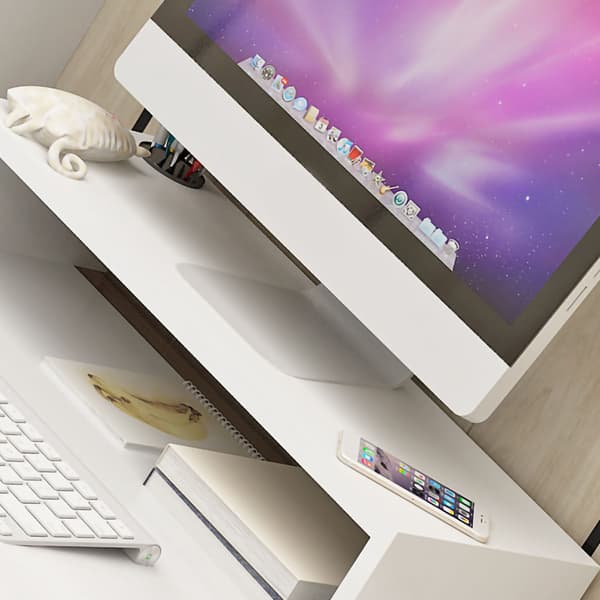 Ergonomisk Skærm Stand Riser med Ekstra Opbevaringsplads Varm Hvid Desktop Notebook Base