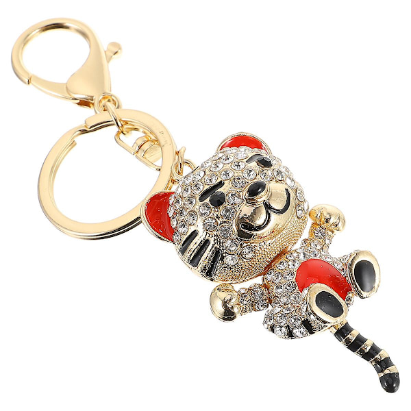 1 st Lovely Rhinestone Key Chain Pendant Tigerformad bilväska hängande dekoration