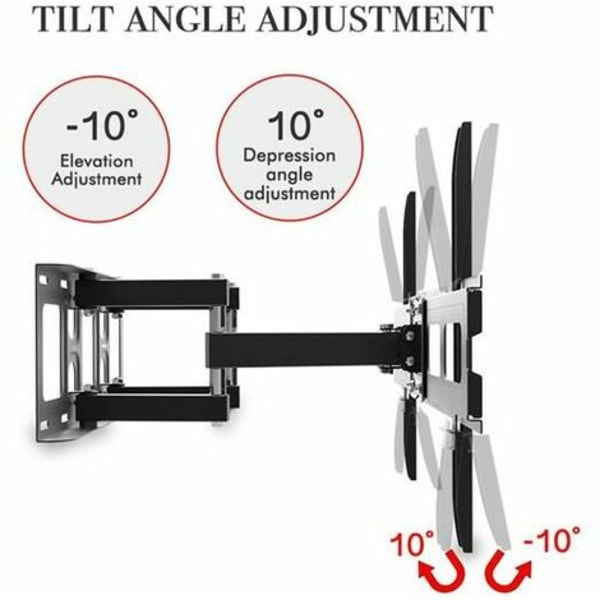 TV-väggfäste för 32-70 tums LCD LED platt och böjd skärm, panorera och luta TV-fäste, starka och robusta dubbla armar upp till