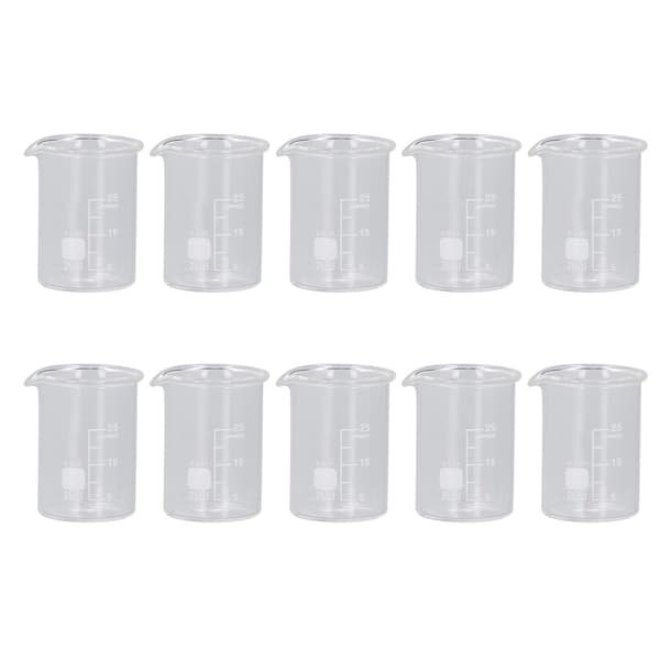 10 st Glasbägare Set 25ml Kapacitet med Skala Laboratorieutrustning