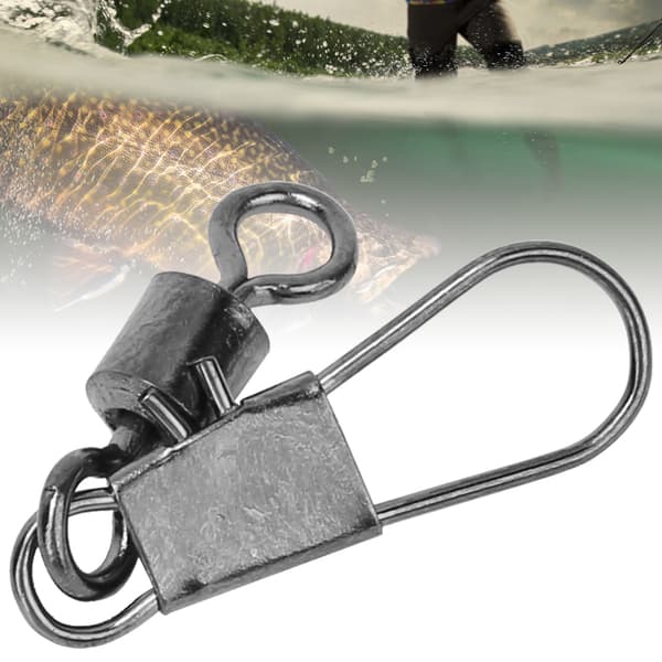 100 st Interlock Snap Kullagersvängbara Rullande Ring Fiskekoppling Båtkrok