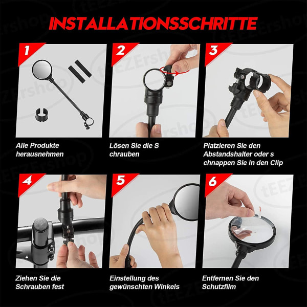 2-pack cykelspeglar för 22-32 mm styre - 3d säkerhetsspeglar, 360 justerbara och roterbara för mountainbike, racercykel, elcykel, moped