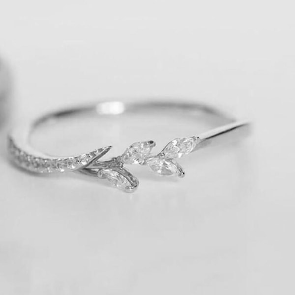 Mode Kvinnor Blommor Cubic Zirconia Finger Ring Brudförlovning Smycken Present Rose Gold US 9