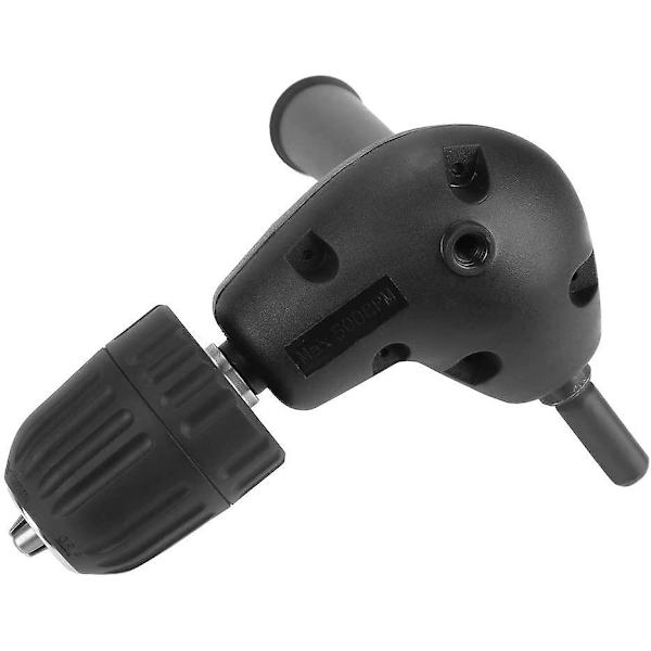 Högervinklad borrtillsats - 3/8&quot; 90 borradapter för 9,5 mm nyckellös chuck med rund skaft