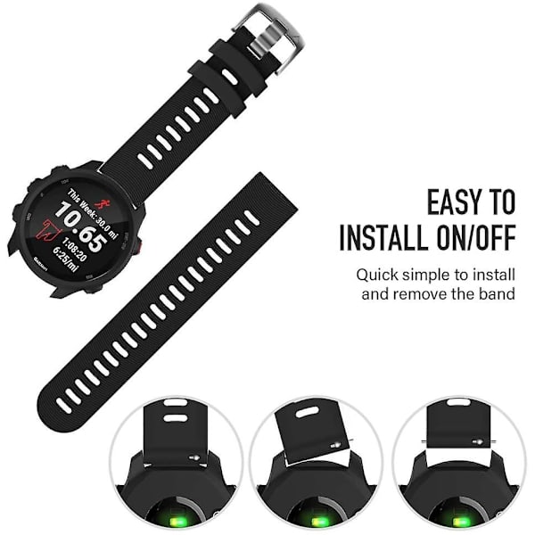 Garmin Forerunner245/645 Strap 7# Musta (terässolki)