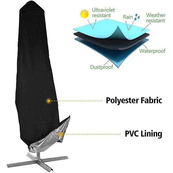 Parasoldæksel, 3-3,5 m Parasoldæksel til udendørs, fritbærende parasoldæksel, 420d polyester fritbærende parasol, vandtæt, anti-uv, vindtæt