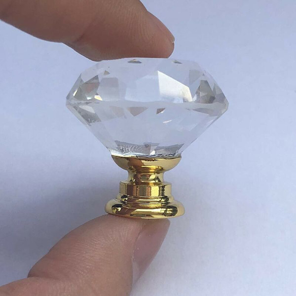 Flerfarget skap dørhåndtak med diamant krystallhåndtak (10 stk gullbase) Universal kjøkkenskap