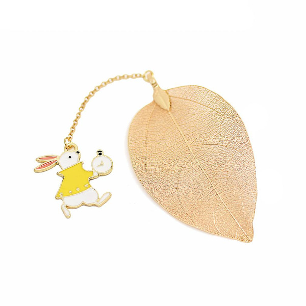 Yksinkertainen Rabbit Clock Leaf -kirjanmerkki