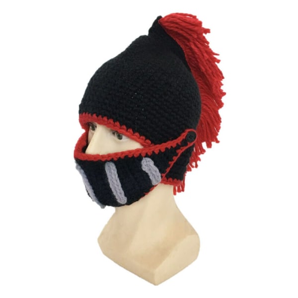 Rolig riddarmössa med skägg Beanie Handstickad tjock bläckfiskmössa Halloween Cosplay Skidåkning