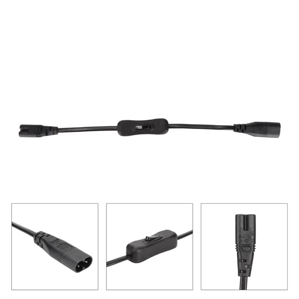 IEC 320 C8 til C7 Strømadapterkabel med Bryter for Skrivebordslampe 100-250V 0,3 meter