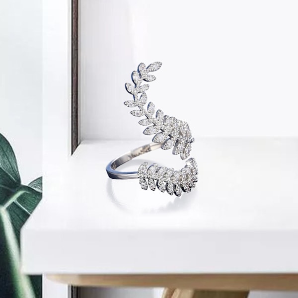 Knuckle Ring Silver Färg Graciös öppning Bladform Justerbar Bröllop Finger Ring Gift