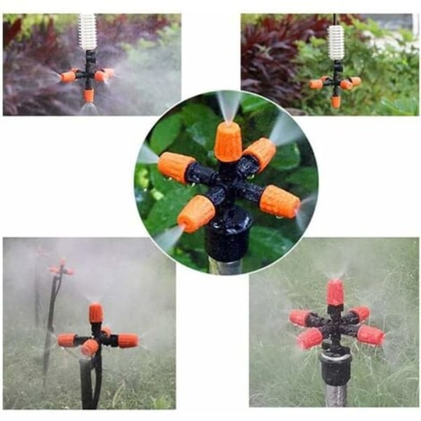 Trädgårdsspruta, 5-huvud, automatisk vattenflödesadapter för växthusbevattning, multiriktningsmunstycke med 1