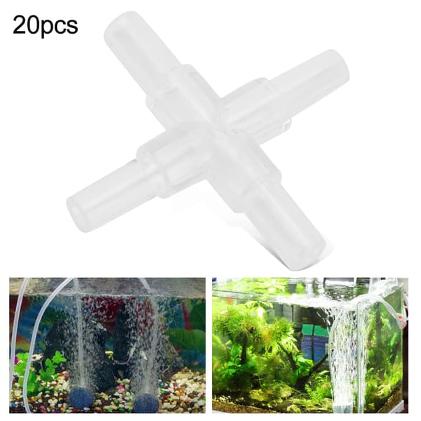 20 st Akvarium Luftpump Adapter 4-vägs Kontakt för Luftslang