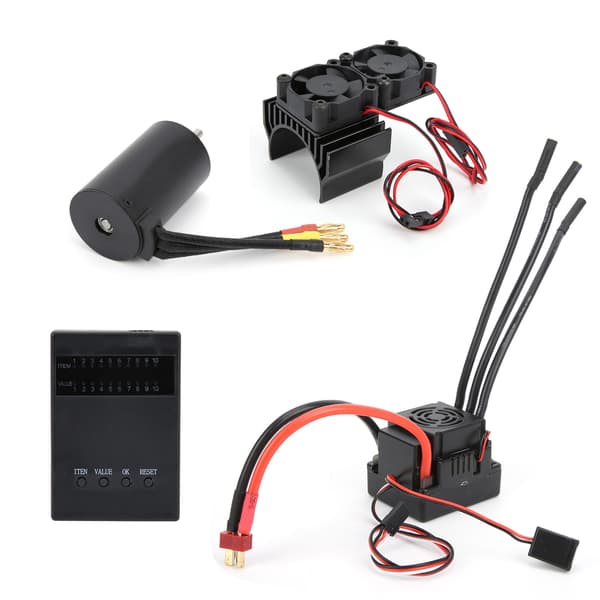 3660 3800KV Børsteløs Motor 80A ESC Programmeringskort Køleventilator til 1/8 RC Bil