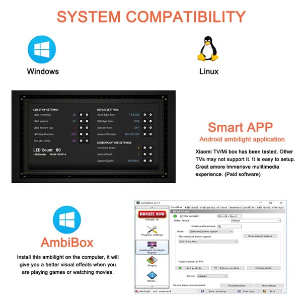 Smart LED Strip TV PC-skärm Bakgrundsbelysning