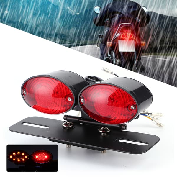 Universal LED Oval Motorcykel Blinklys Nummerplade Lys Dobbelt Pære Montering